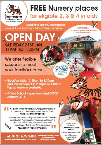 Open Day Saturday 21st January 2017